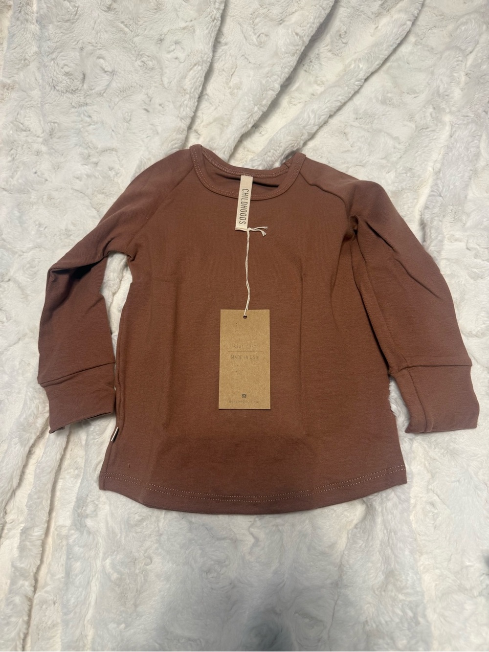 Childhoods Clothing Long-Sleeve Tee in Warm Chestnut Brown